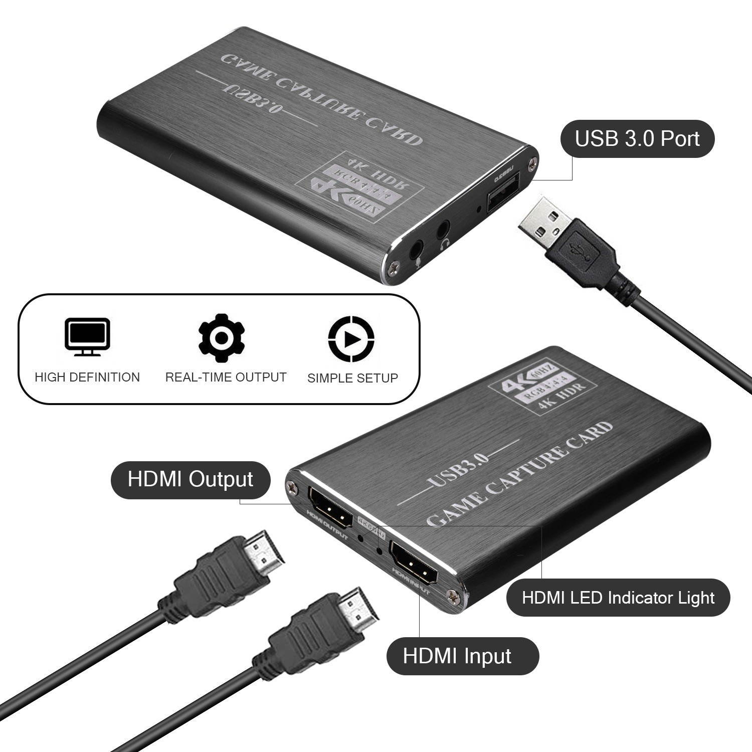 USB3.0 High Definition Multimedia Interface 4K60Hz Video Audio Capture Card Dongle Game Streaming Live Stream