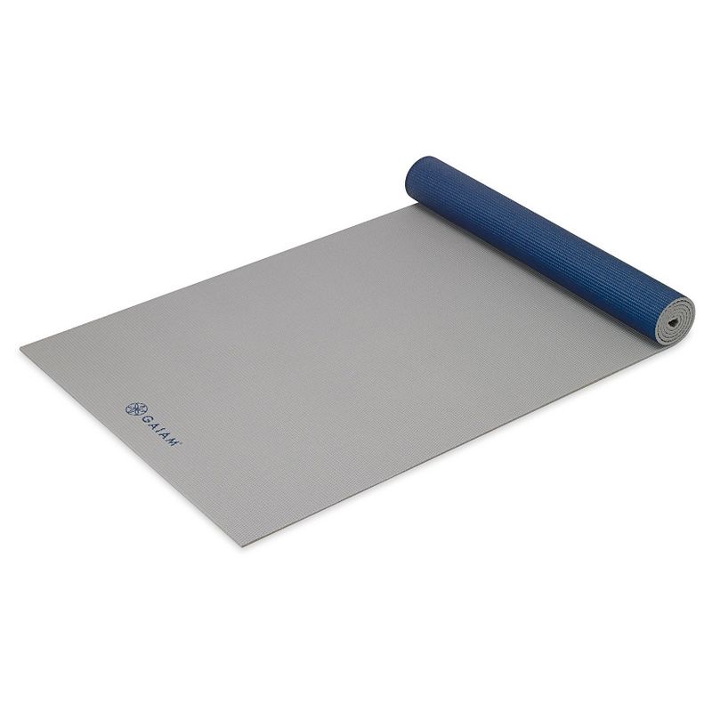 Gaiam 2 Color Premium Yoga Mat - Gray/Blue (6mm)