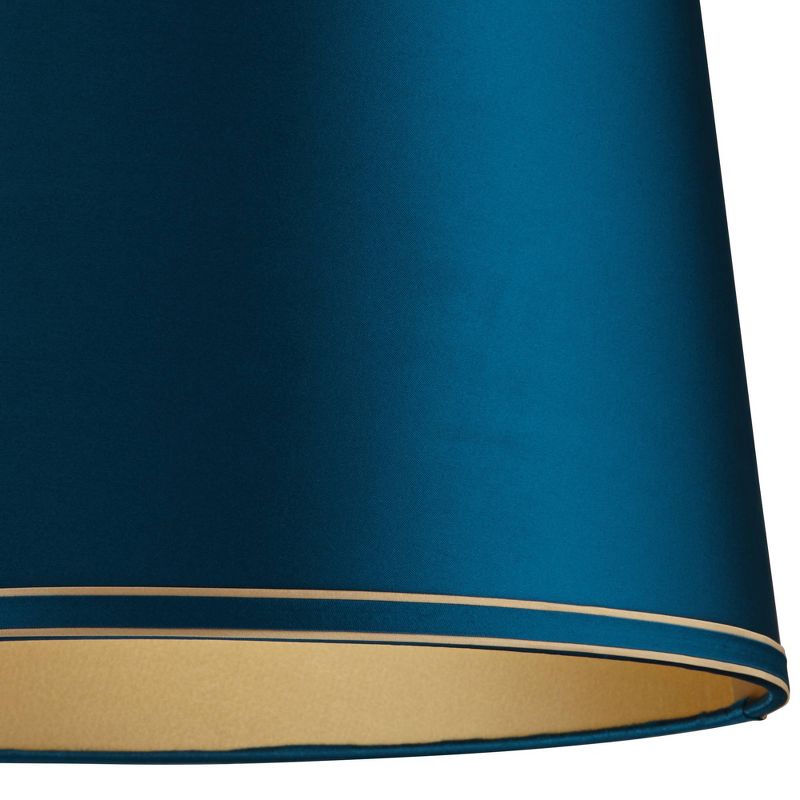 Springcrest Royal Blue Medium Drum Lamp Shade with Gold Trim 14" Top x 16" Bottom x 11" High (Spider) Replacement with Harp and Finial