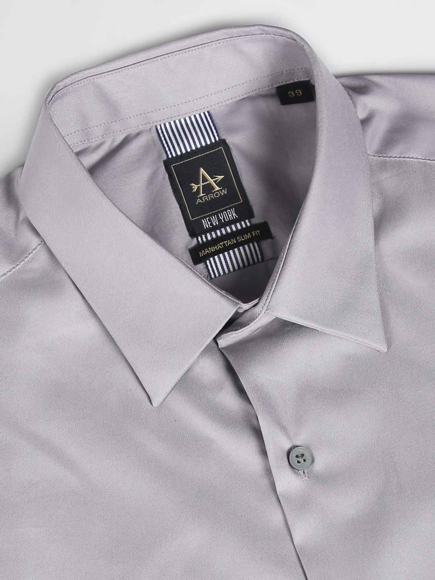 Arrow Newyork Grey Cotton Slim Fit Shirt