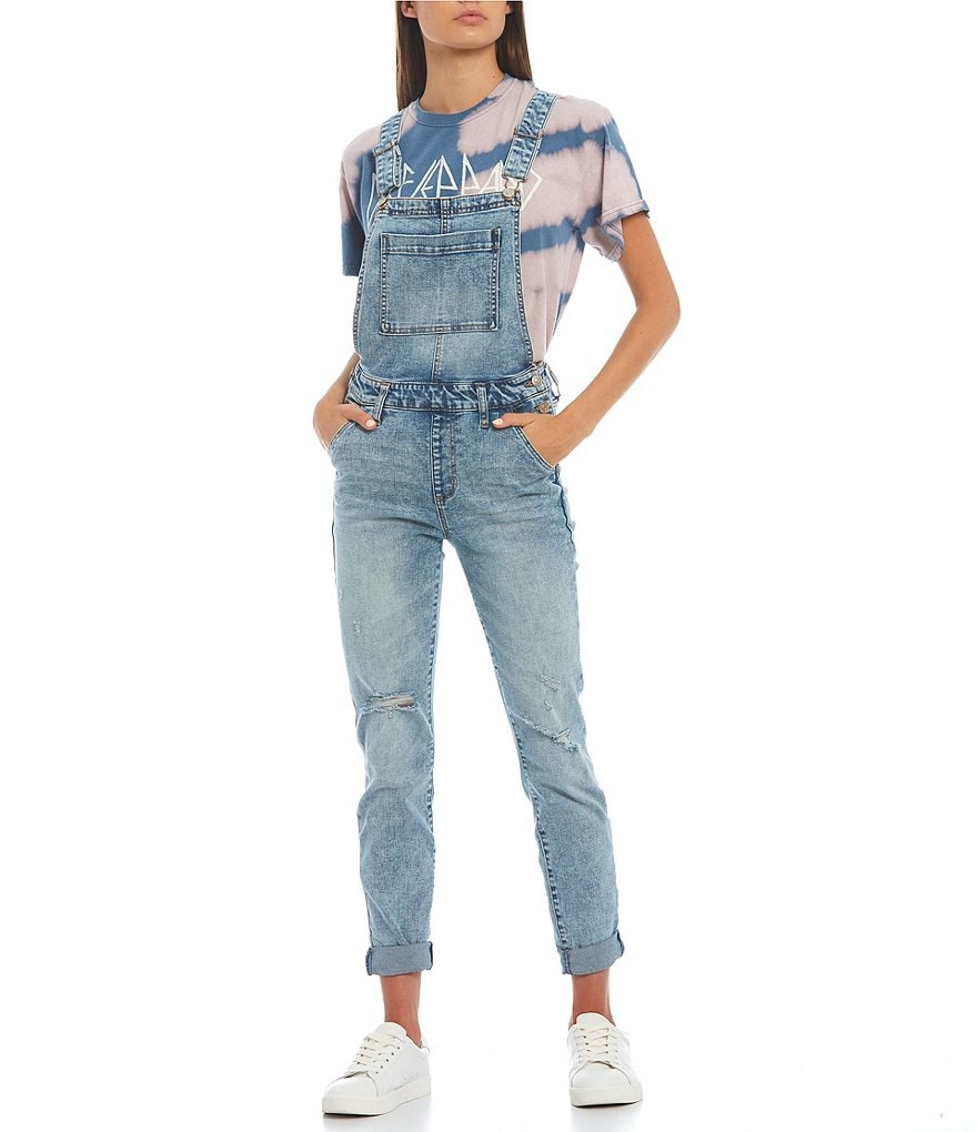 Celebrity Pink Destructed Overalls