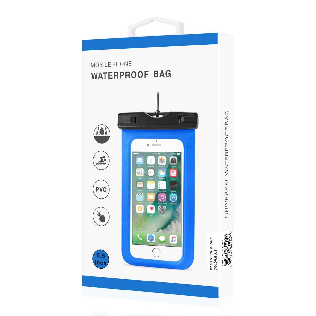 REIKO WATERPROOF CASE FOR IPHONE 6 PLUS/ 6S PLUS/ 7 PLUS OR 5.5 INCH DEVICES WITH WRIST STRAP IN BLUE