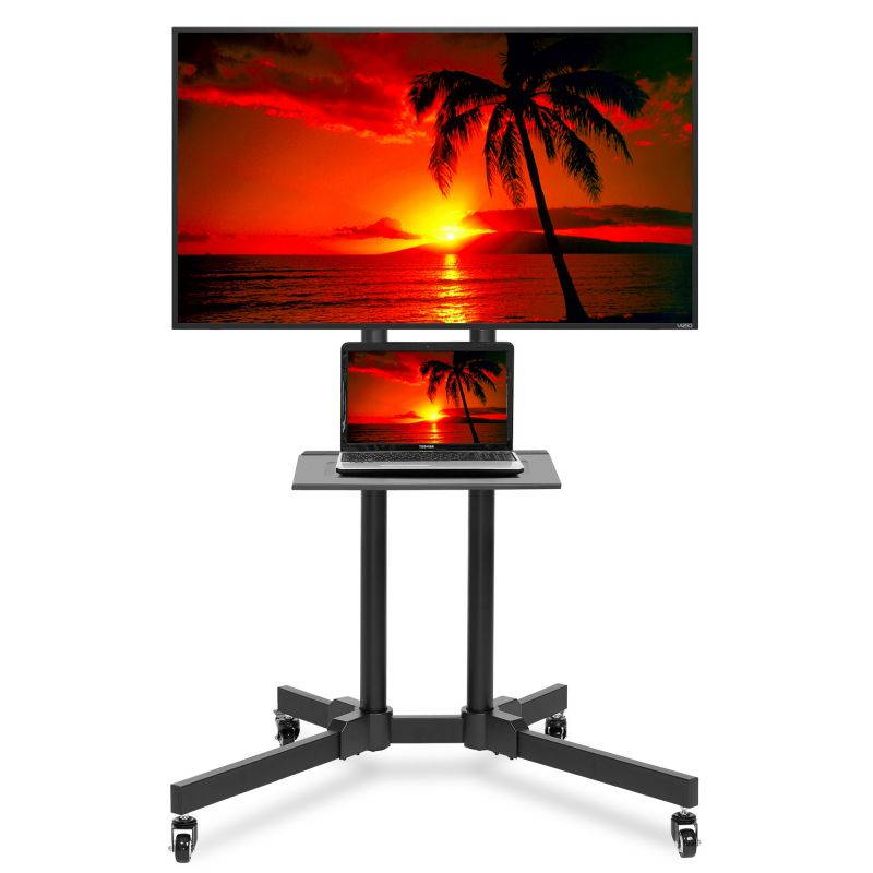 Mount Factory Rolling TV Stand Mobile TV Cart for 32-65 inch Plasma Screen, LED, LCD, OLED, Curved TV's - Mount Universal with Wheels