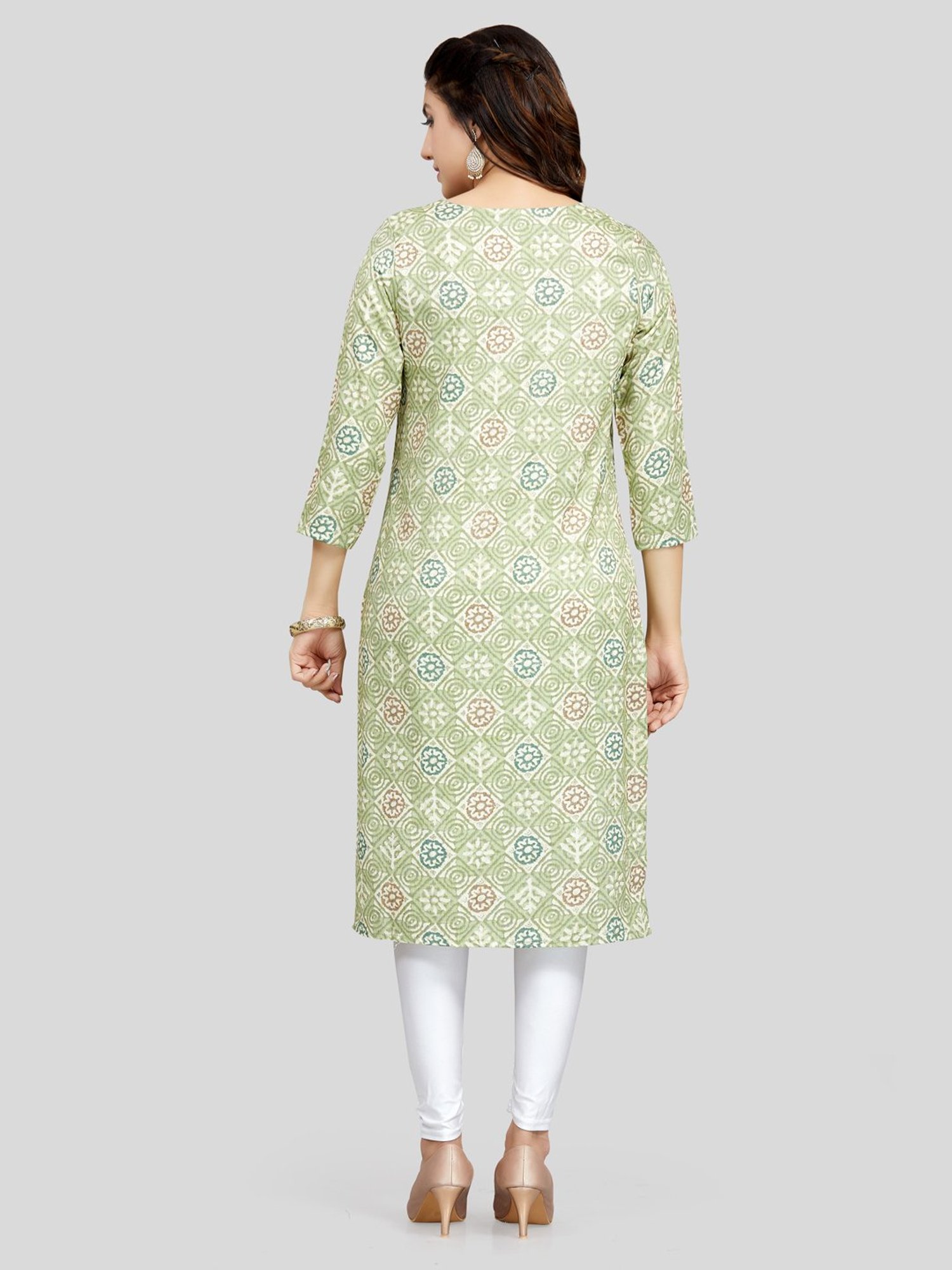 Saree Swarg Green Printed Straight Kurta