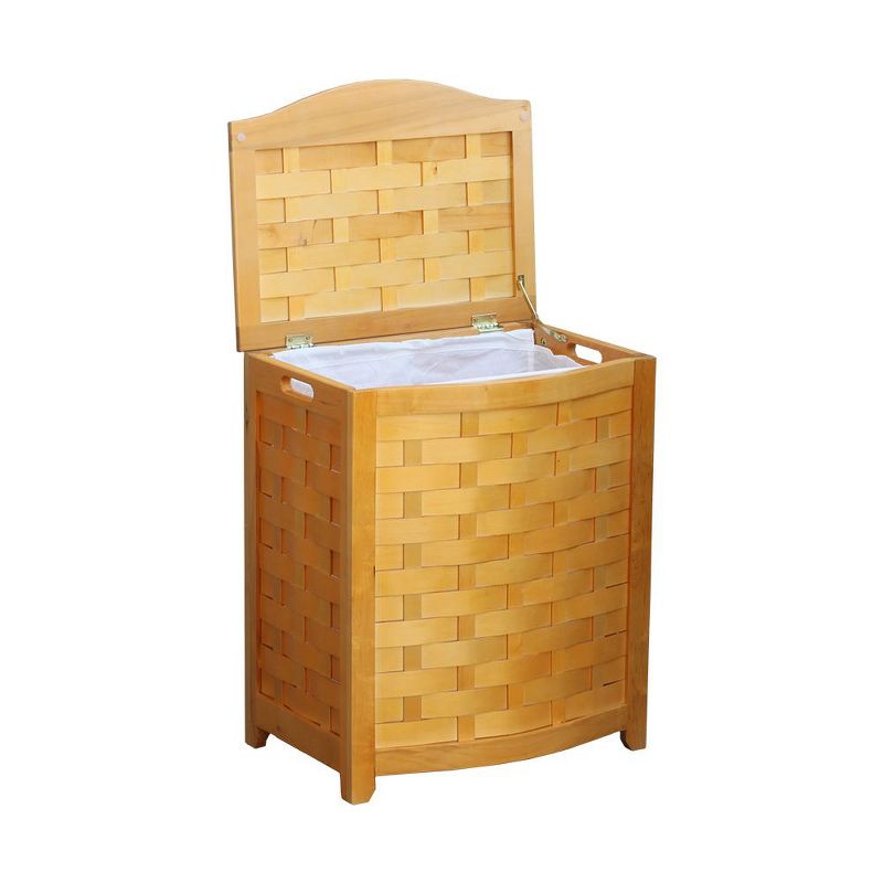 Oceanstar Bowed Front Veneer Laundry Wood Hamper with Interior Bag