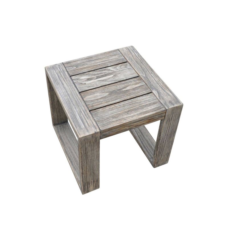 Teak Modern North Shore Outdoor Side Table - Driftwood Gray - Courtyard Casual