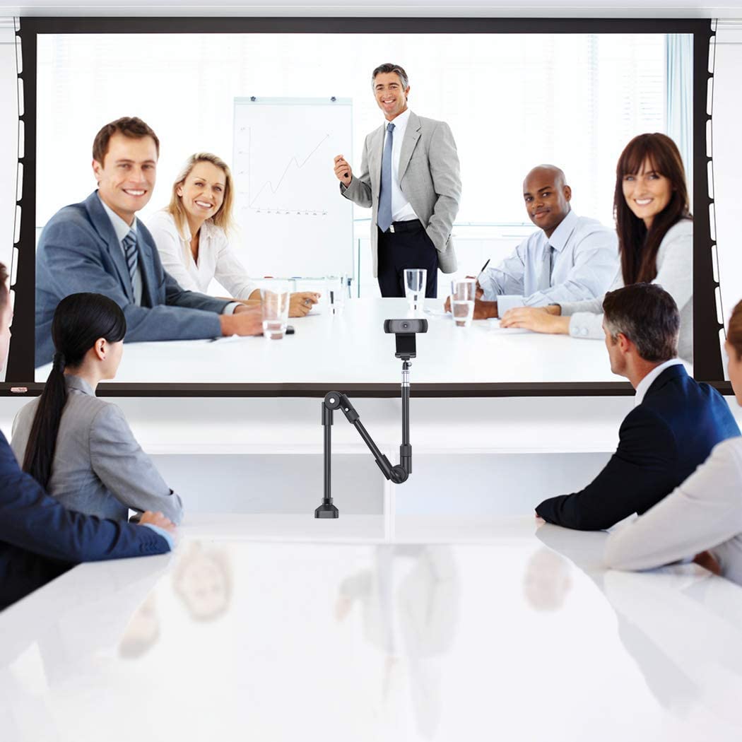 Webcam Stand Camera Mount with Phone Holder, KDD 25 Inch Foldable Flexible Gooseneck Clamp Table Mount for Cell Phone, Logitech C270 C922 C930e C920S C920 C615 C960 Brio, Gopro Hero 8 7 6 5 4