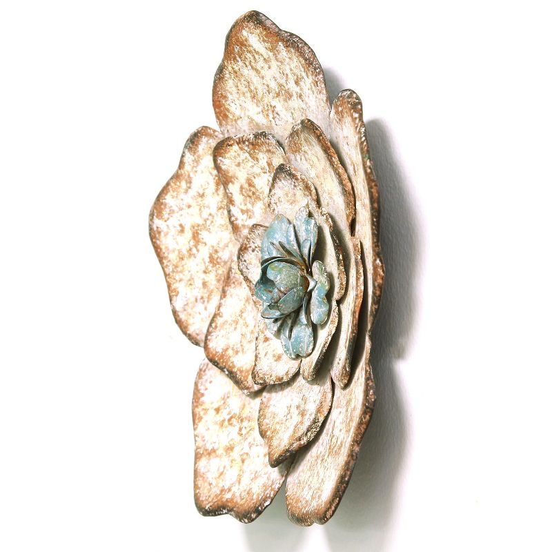 Stratton Home Decor S09593 Set of 3 Metal Rustic Flower Wall Decor, Multicolor