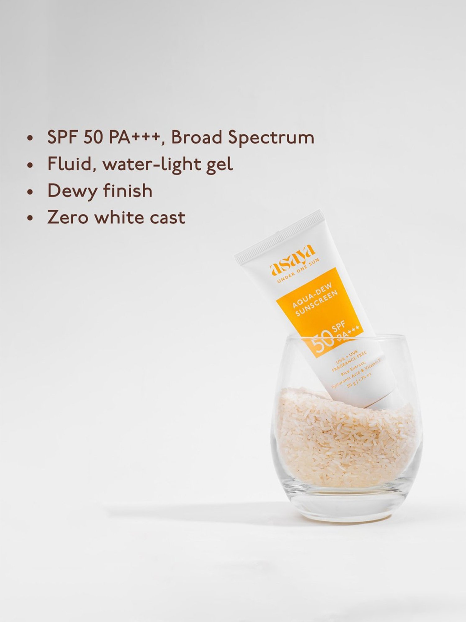 Asaya Rice & Vitamin E Lightweight Water Sunscreen SPF 50 - 50 gm