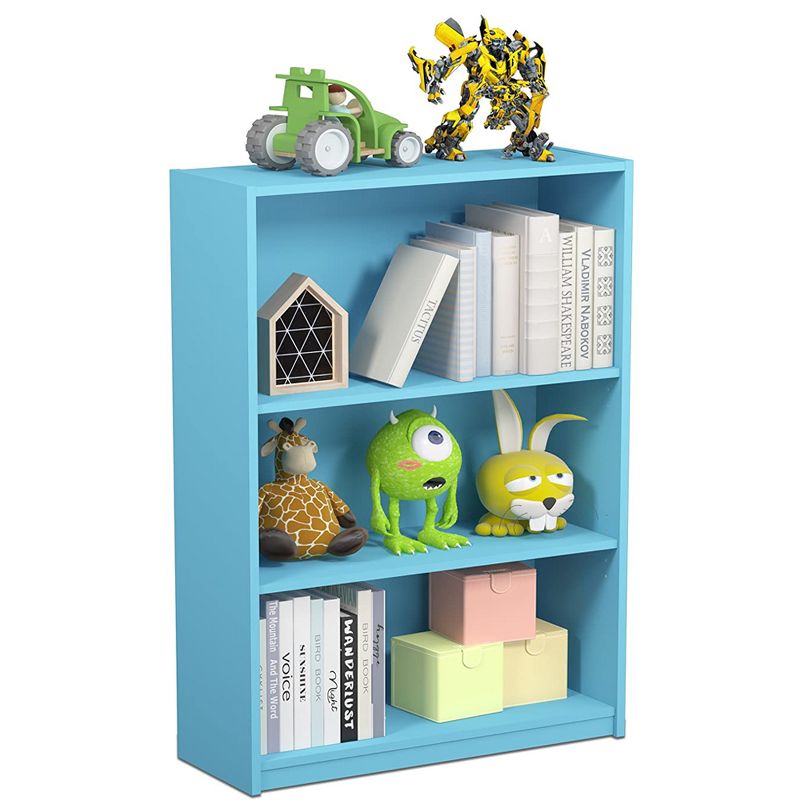 Furinno Jaya Simple Sleek Wooden 3 Tier Adjustable Home Office Open Bookcase Display Storage Shelf for Room Organization, Light Blue