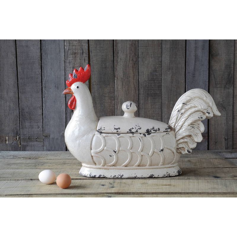 Stoneware Rooster Container - 3R Studios