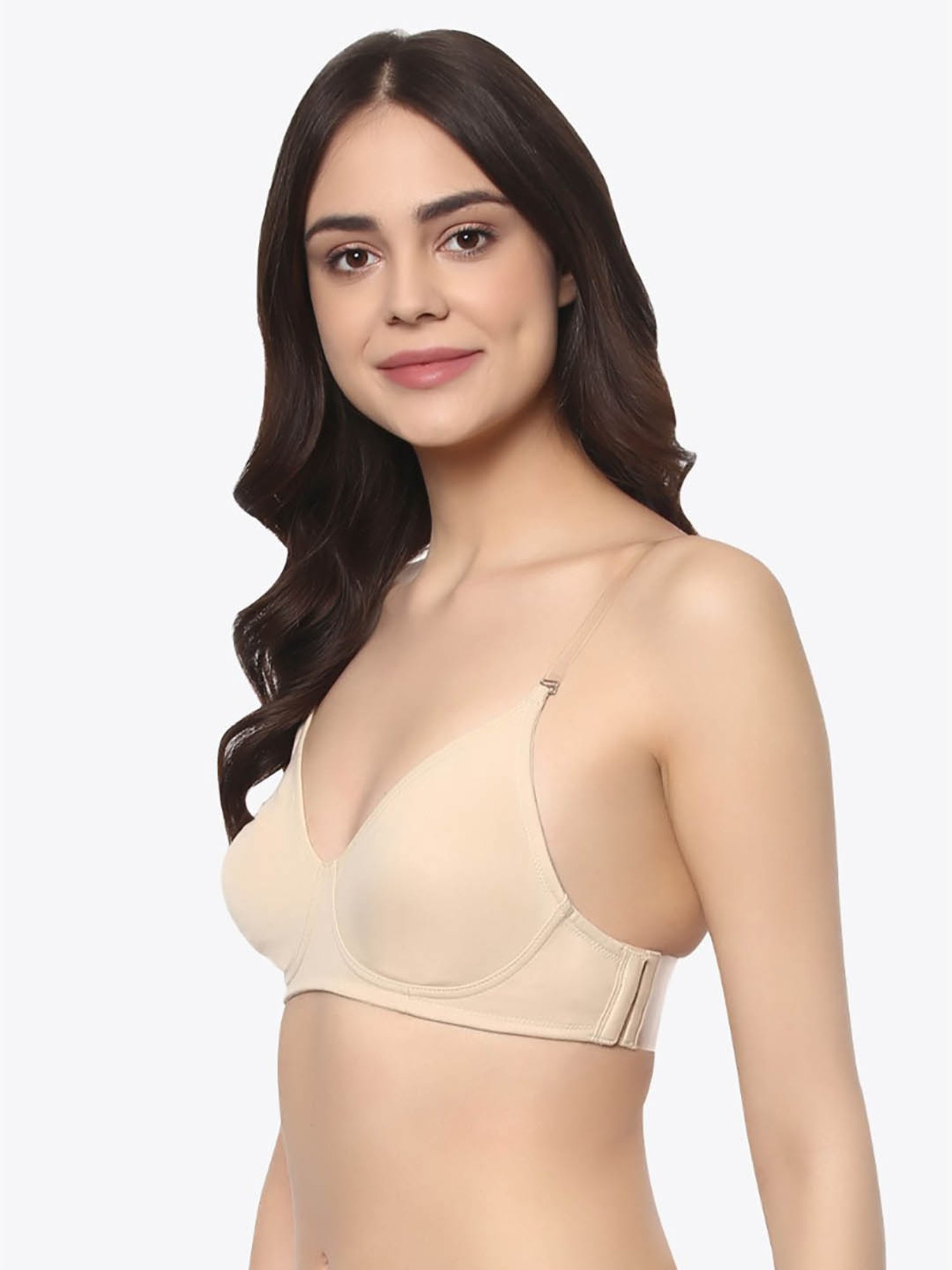 Soie Beige Non Wired Non Padded Half Coverage Multiway Bra