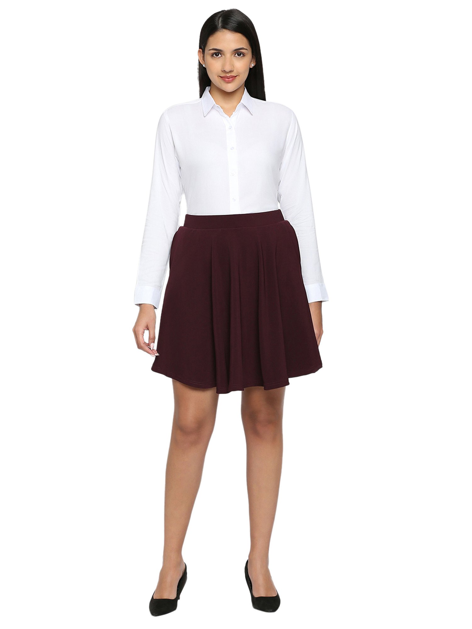 Smarty Pants Maroon Cotton Mini Skirt