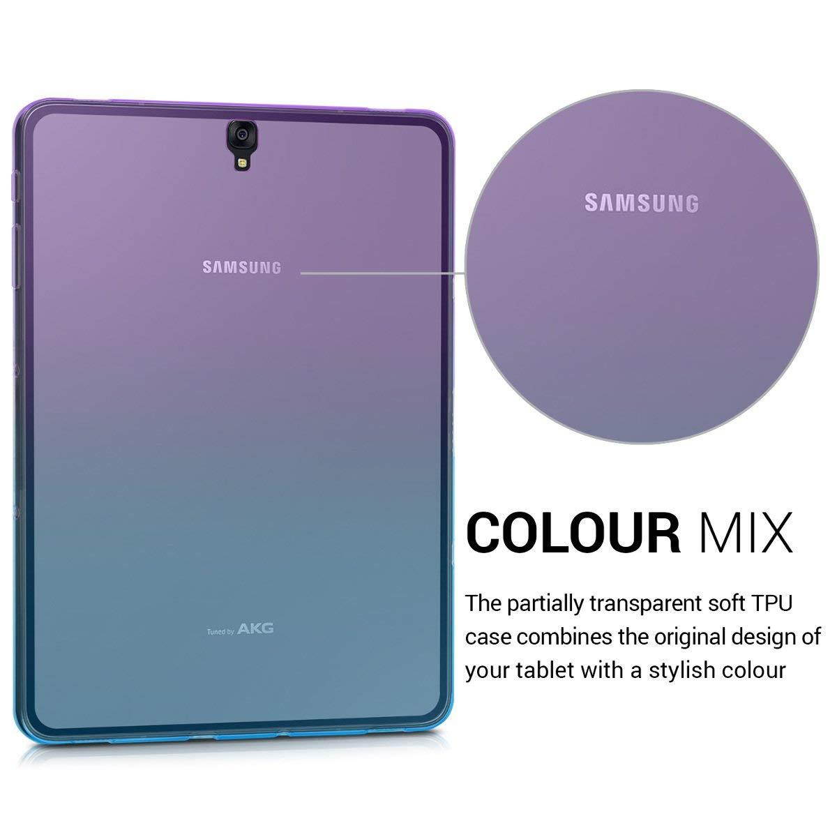 kwmobile TPU Silicone Case for Samsung Galaxy Tab S3 9.7 T820 / T825 - Soft Flexible Shock Absorbent Protective Cover - Violet Blue Transparent