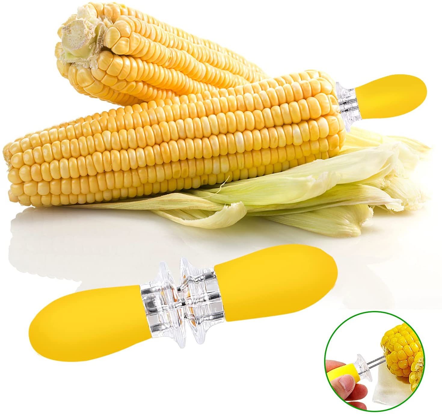 10Pcs/5 Pairs Corn Holders, Stainless Steel Corn on The Cob BBQ Fork Skewers for Home Cooking Parties Camping