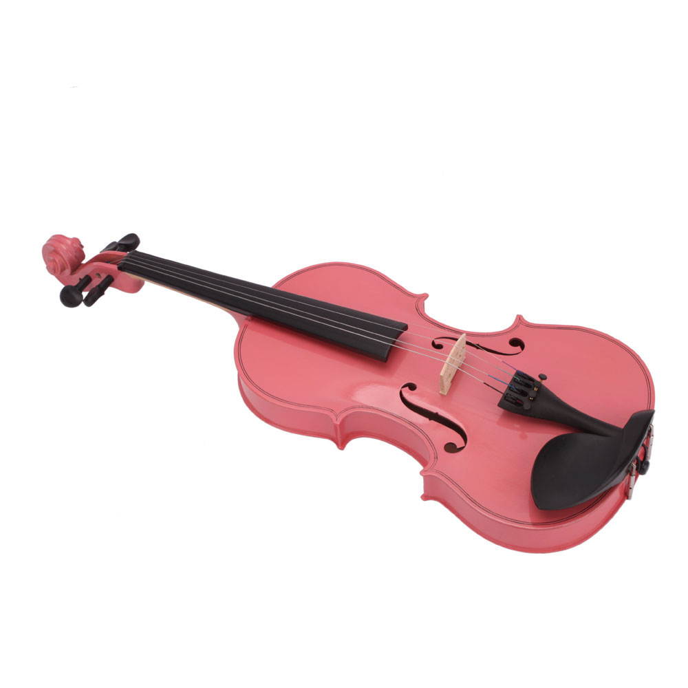 1/8 Size Beginners Instruments Acoustic Violin Set for Kids Children Pink