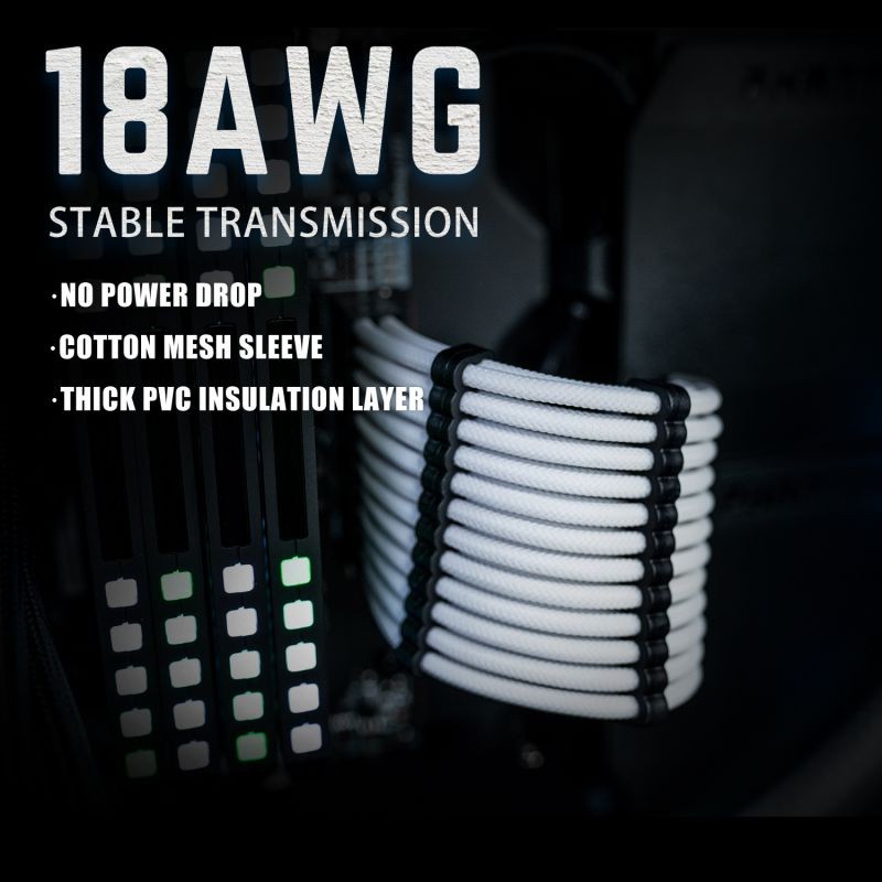 Graphics Card 6+2Pin 8Pin Male to Male Adapter Power Cable for Great Wall Dragon Module Power Supply with Net Cover,Black,about 58cm