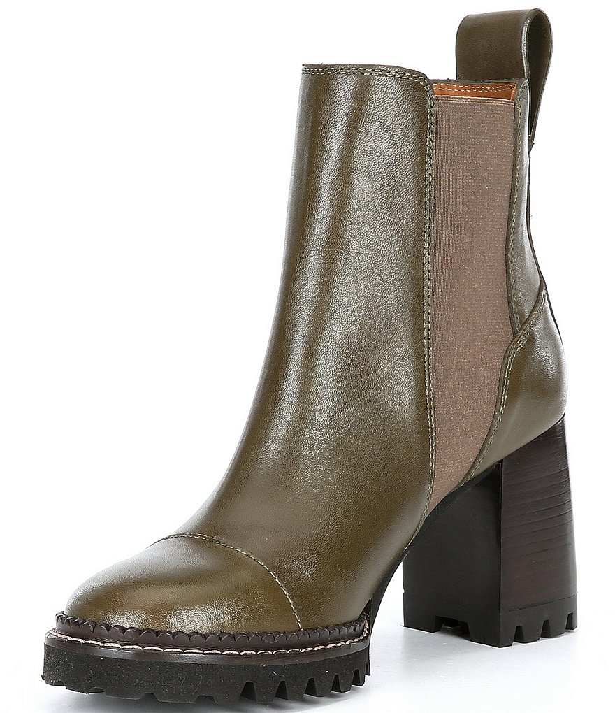 See by Chloe Mallory Leather Block Heel Booties