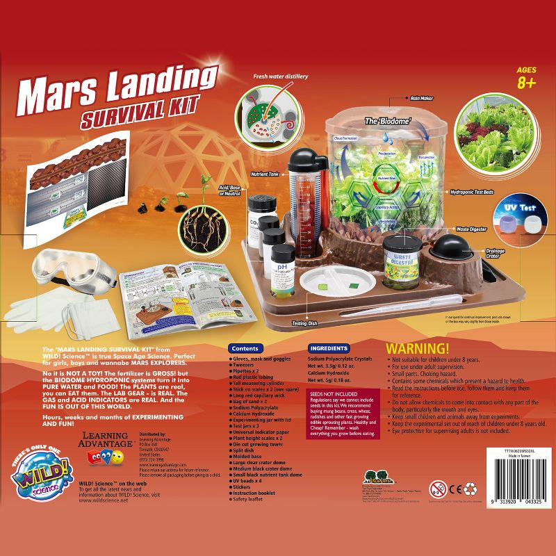 WILD! Science Mars Landing Survival Kit - Engineering and Botany STEM Kit - Ages 8+ - Build a Biodome, Grow Food and Conduct Survival Experiments