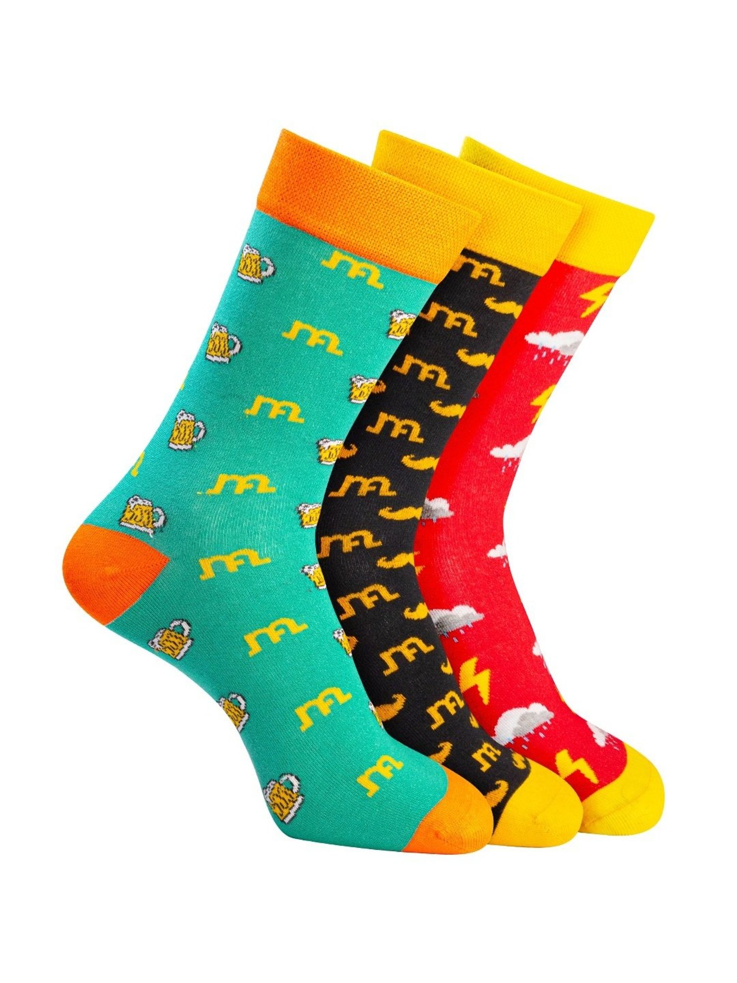 Man Arden Multicolor Printed Socks - Set of 3