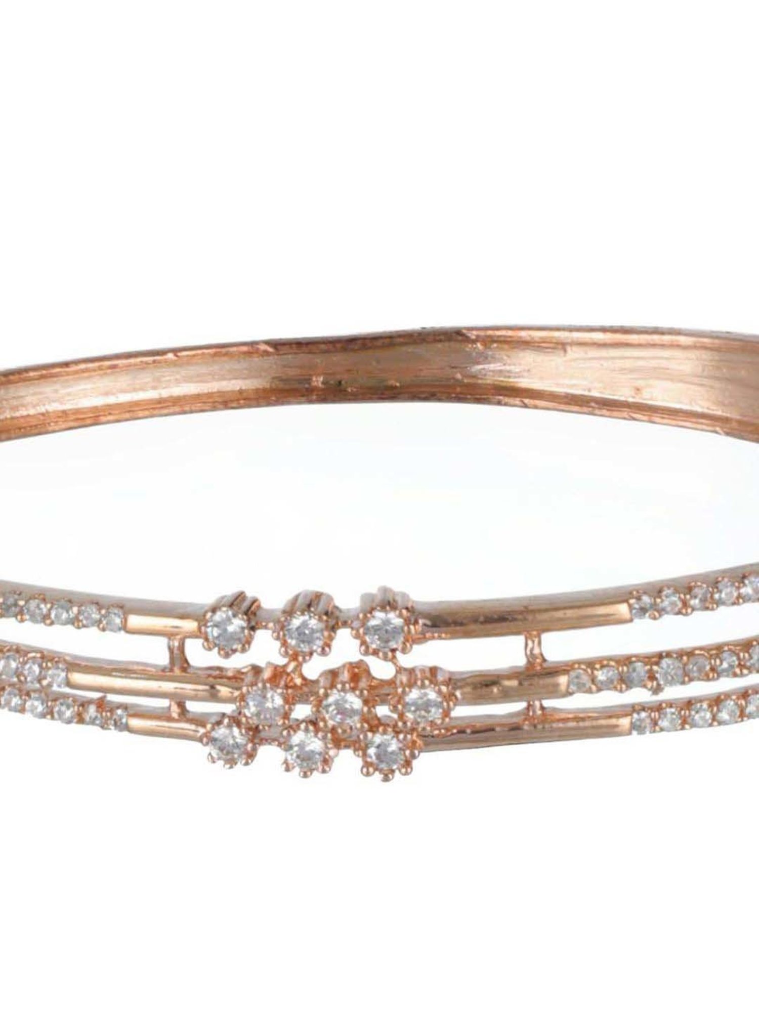Jazz & Sizzle Rose Gold & Silver-Toned Brass AD Rose Gold-Plated Bangle-Style Bracelet for Women