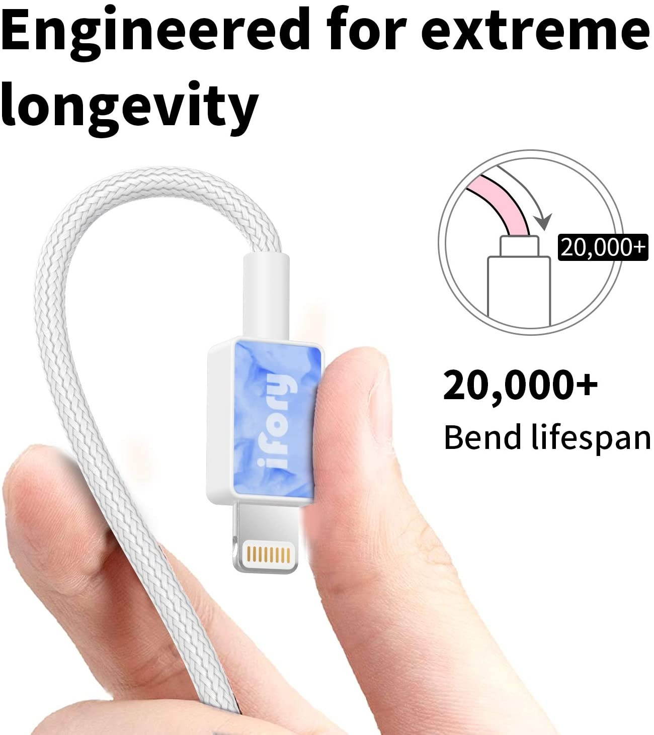 iFory Lightning Cable, iPhone Charger [Apple MFi Certified / 3ft 2 Pack/Sky Blue] Fast Charging Cord Compatible with iPhone 11 Pro Max, 11 Pro, X, Xs, Xr, Xs Max, 8/8 Plus, 7/7 Plus