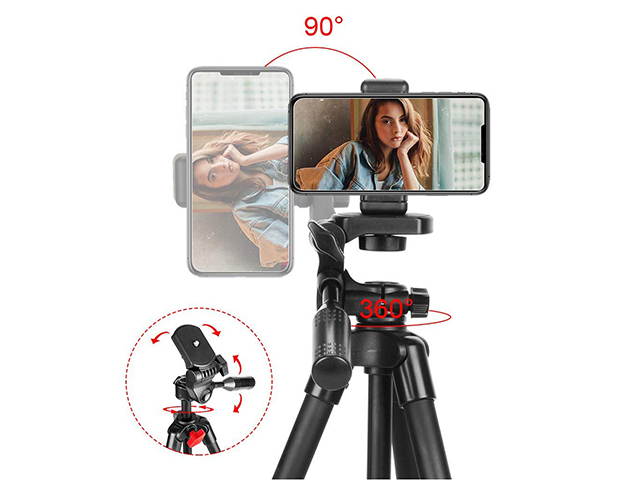 Portable Phone Tripod 44" Adjustable Travel Video Tripod Stand with Phone Mount Holder Compatible with Cell Phone Tripod, Action Camera Tripod, DSLR Tripod with Wireless Remote Shutter, PH13