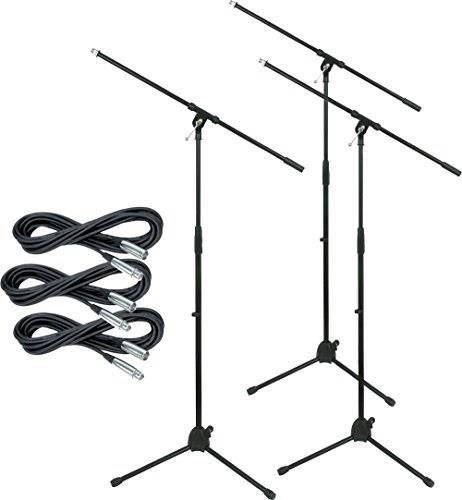 musician's gear tripod mic stand with 20foot mic cable 3pack