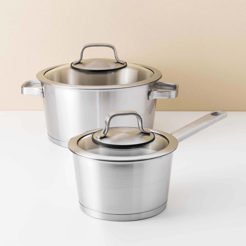 BergHOFF Essentials 6.25 Inch 18/10 SS Covered Sauce Pan 1.8 Qt  - Manhattan