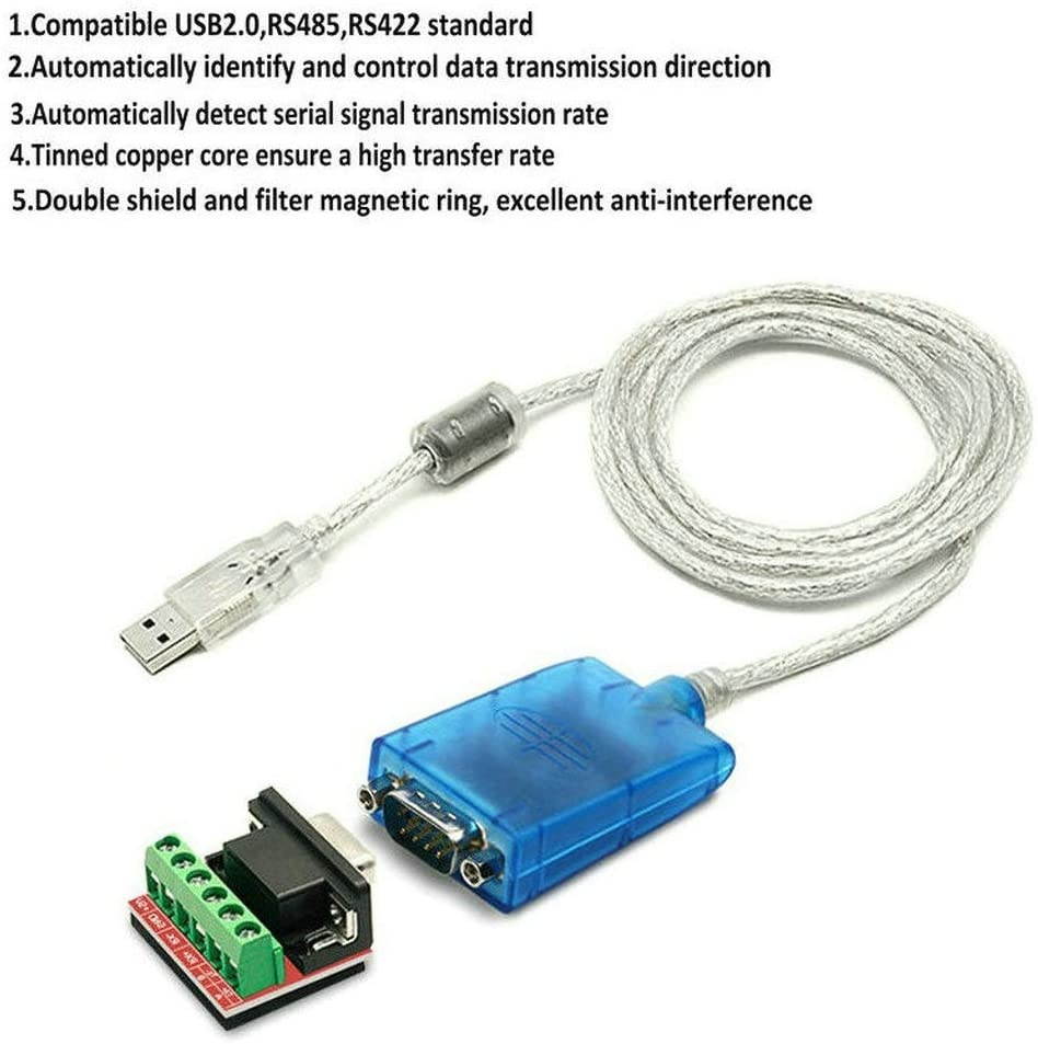 Jeirdus USB to RS422 RS485 Serial Port Converter Adapter Cable with FTDI Chip Support Windows 10 8 7 XP and Mac with ESD Protection (3ft/1meter)