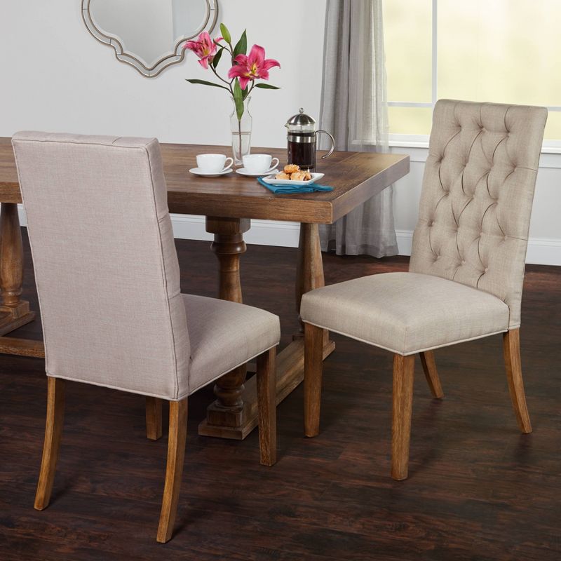 Set of 2 Maxine Parson Dining Chairs Beige/Driftwood - Buylateral