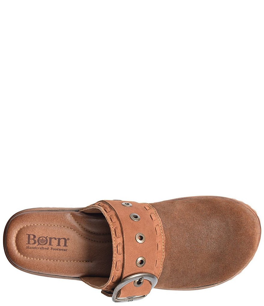 Born Banyan Suede Buckled Strap Suede Leather Clogs