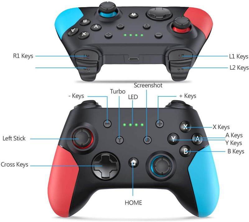 Wireless Switch Pro Controller for Switch/Lite, Controllers Rechargeable Gamepad Joypad Remote Joystick for Switch Console,Adjustable Turbo Function, Dual Vibration, and Gyro 6-Axis