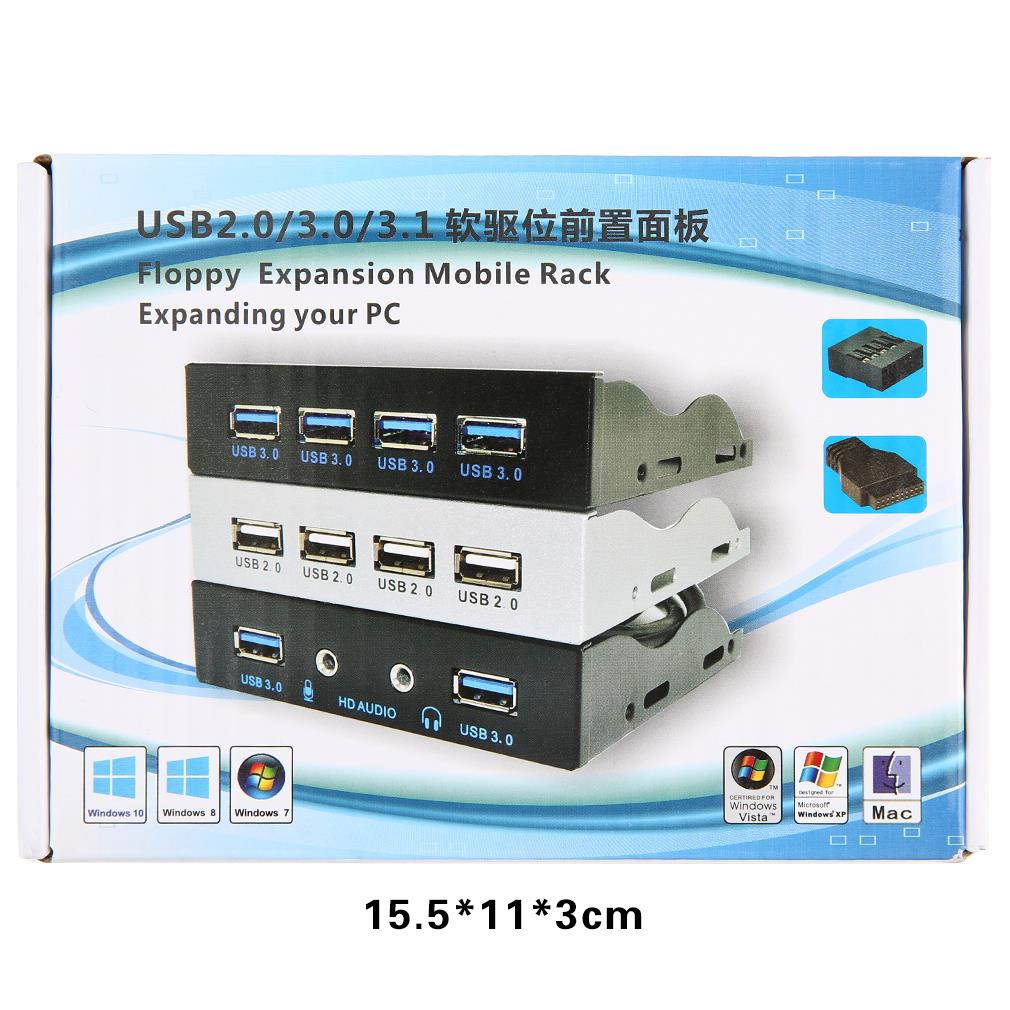 3.5 Inch Floppy Front Panel 4 Port USB Expansion Adapter Connector Mobile Rack