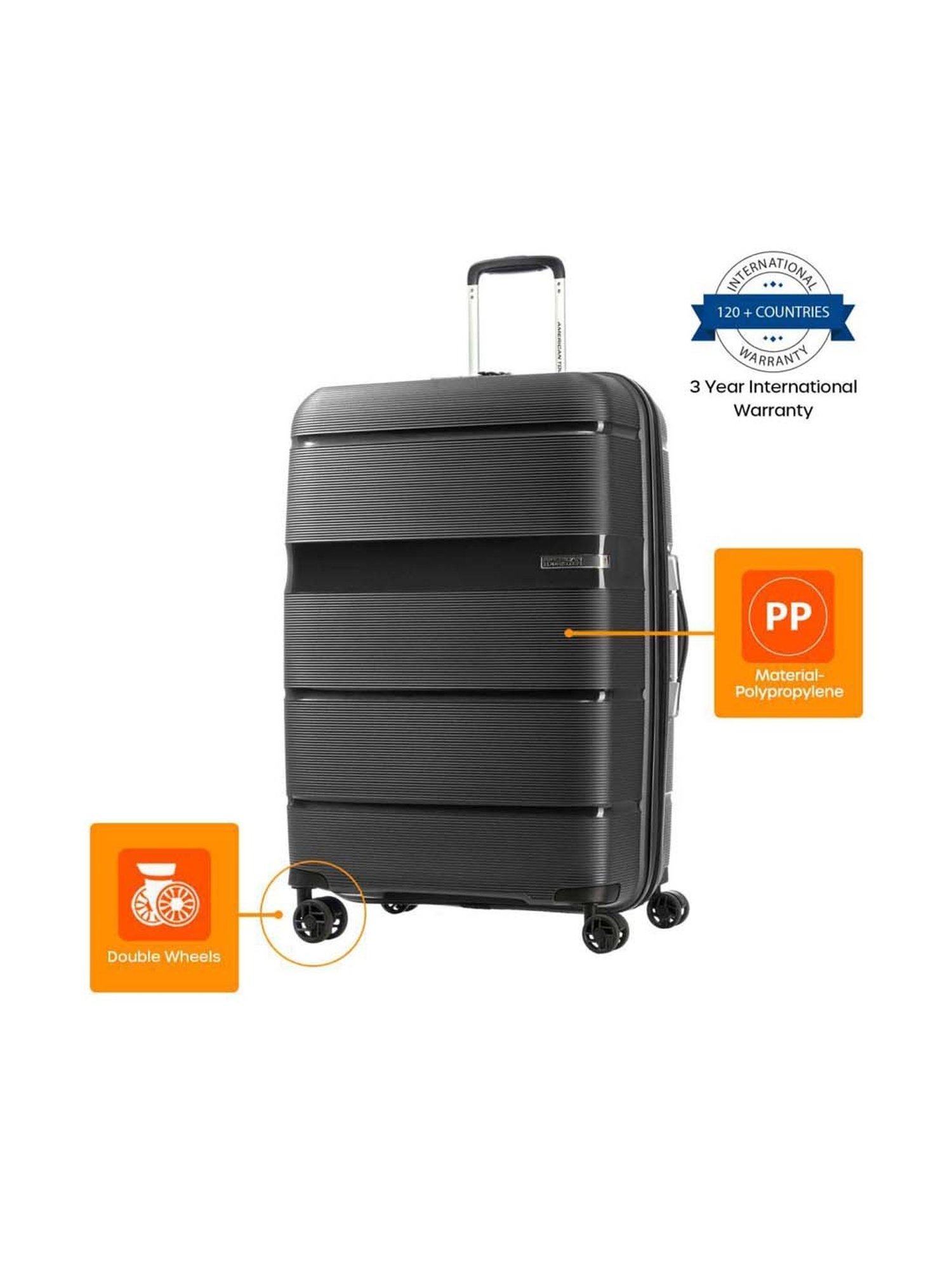 American Tourister Linex Black Textured Hard Large Trolley Bag - 54 cm