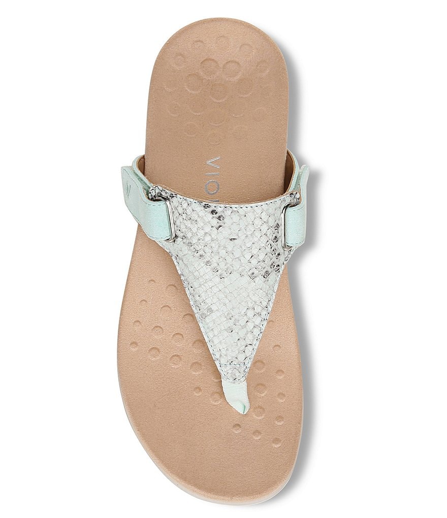 Vionic Wanda Snake Embossed T-Strap Sandals