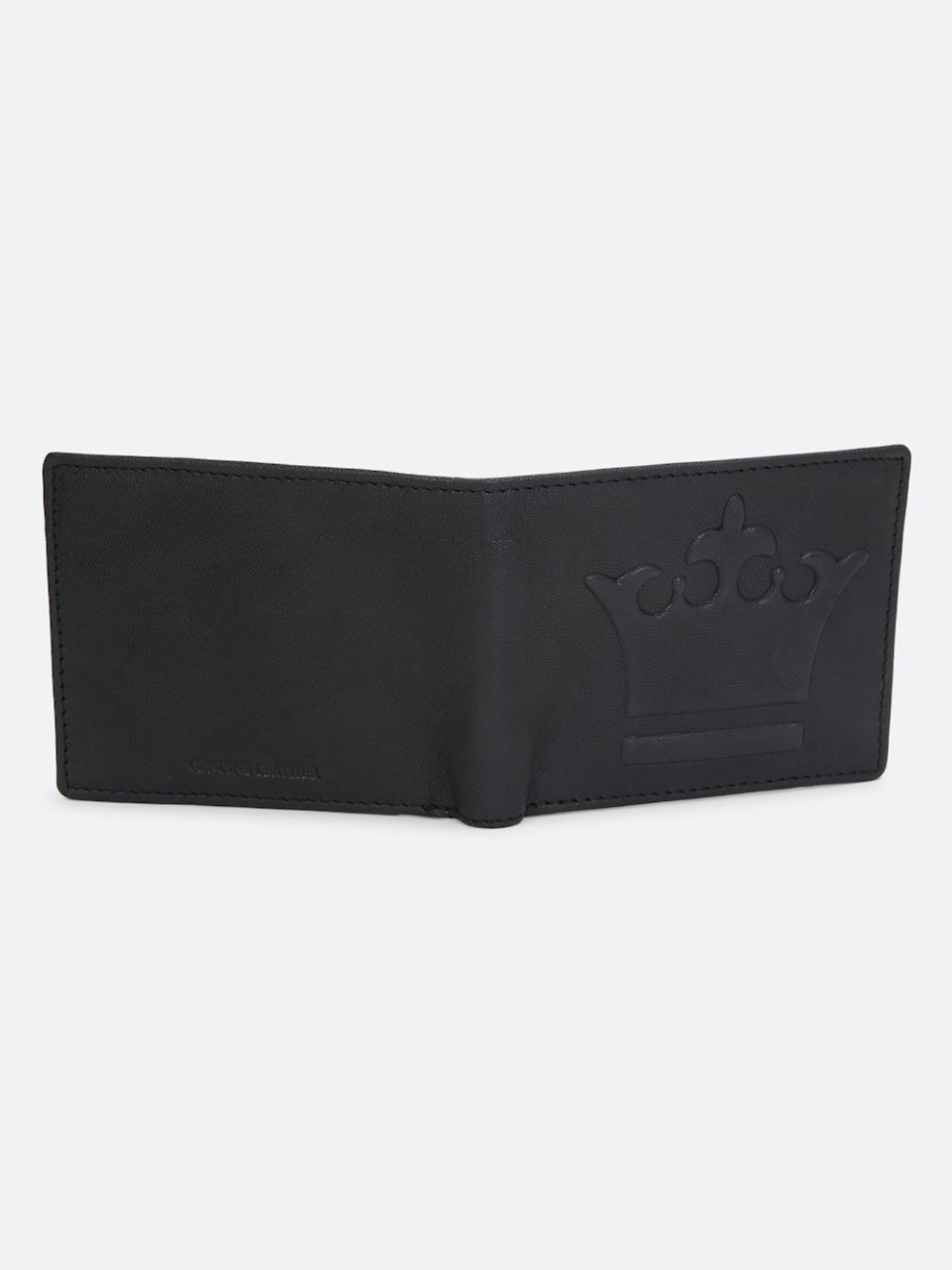 Louis Philippe Black Leather Textured Bi-Fold Wallet