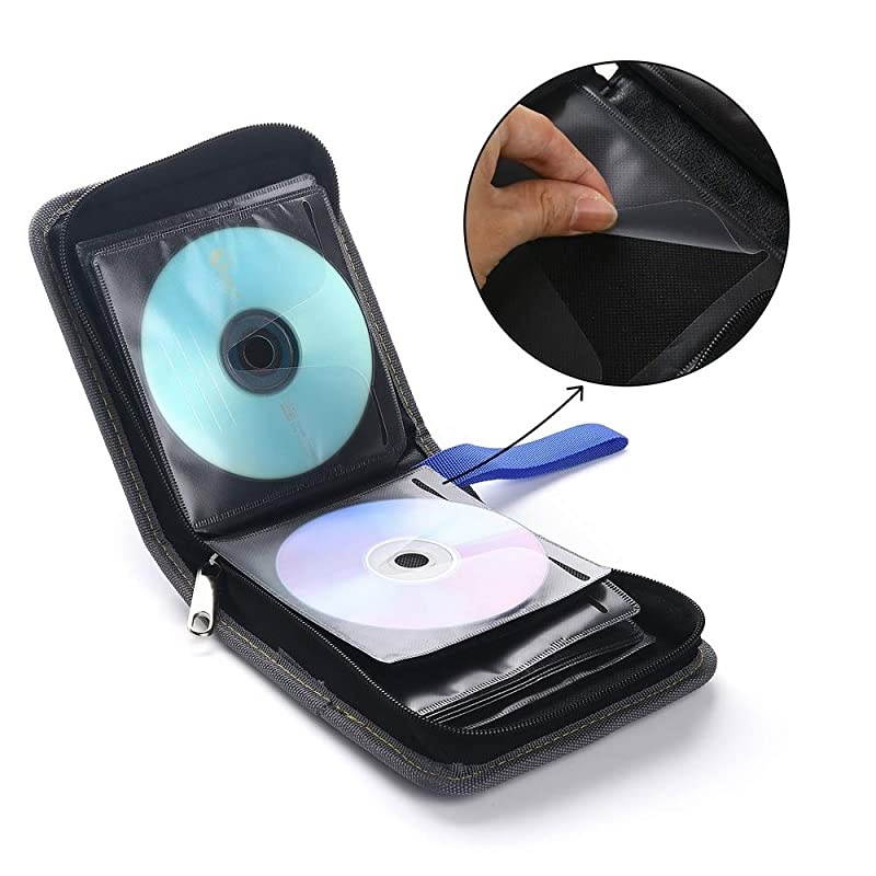 CD DVD Case, 36 Capacity CD DVD VCD Disc Case Wallet Holder Binder Bag Storage for Car Home Travel (Blue)