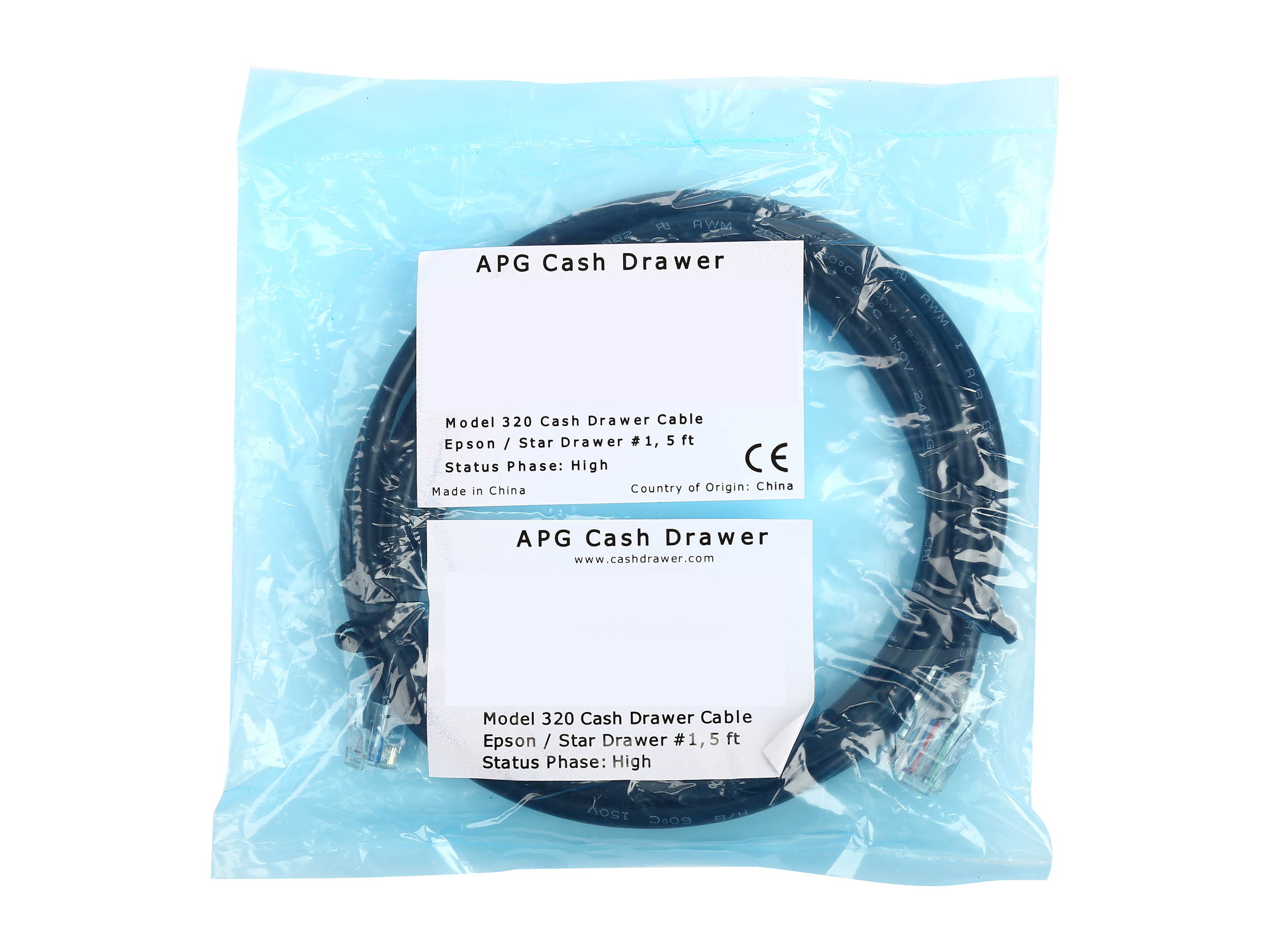 APG CD-101A Cash Drawer Cable for Epson or Star Printers - 5 ft