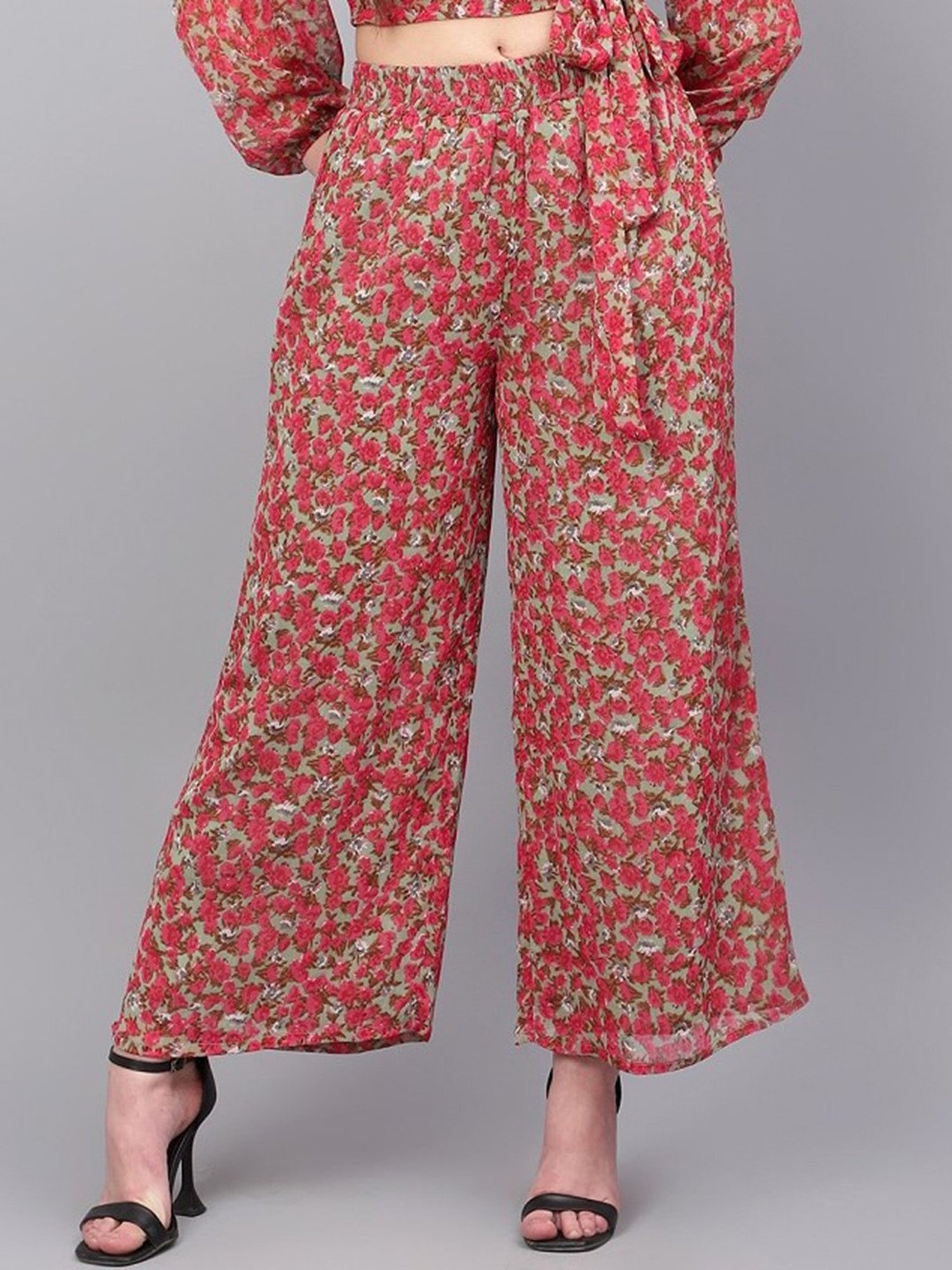 Anvi Be Yourself Multicolor Floral Print Relaxed Fit Mid Rise Palazzos