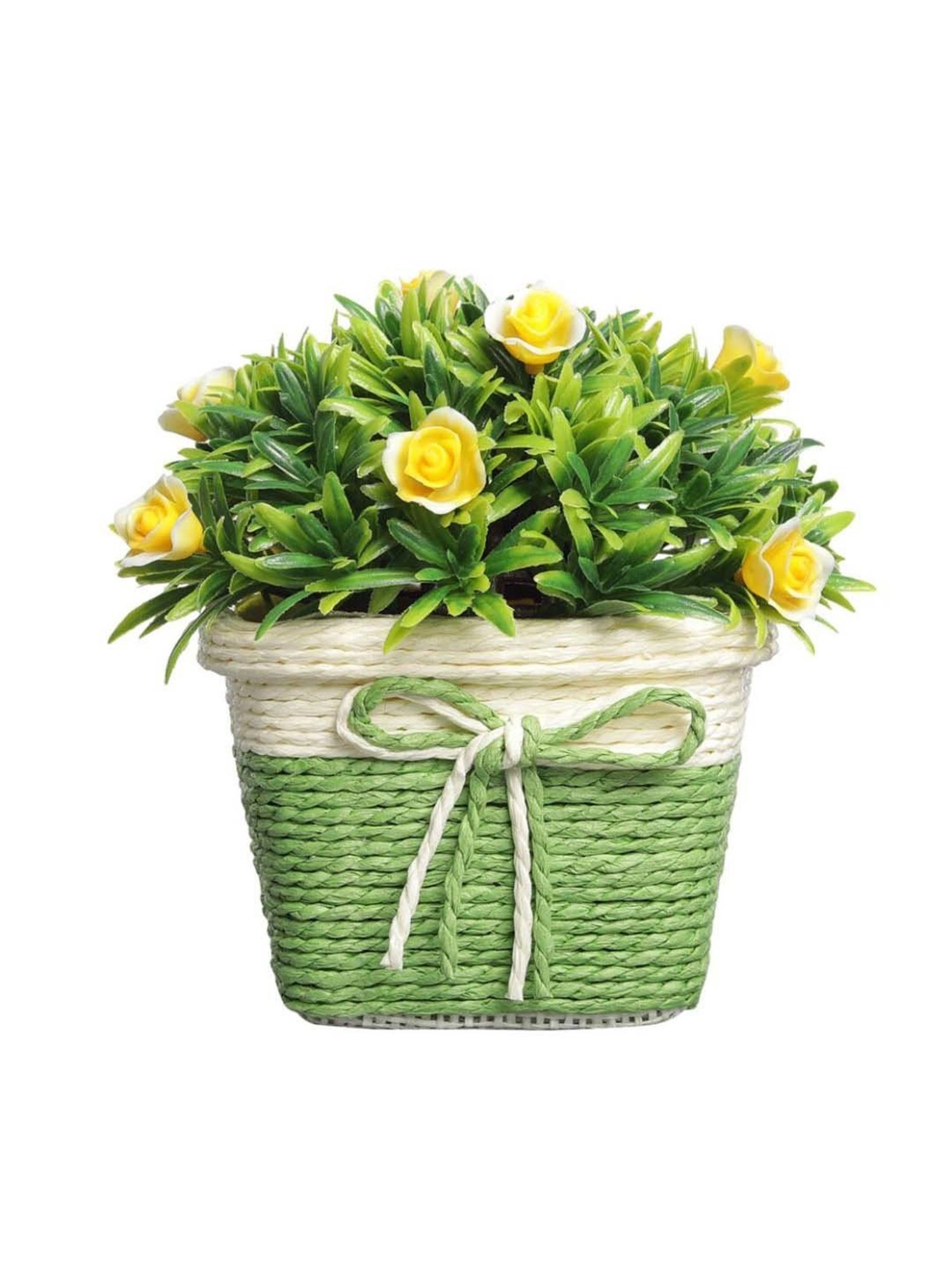 Foliyaj Multicolor Plastic Artificial Flower Plant With Pot - Set of 2