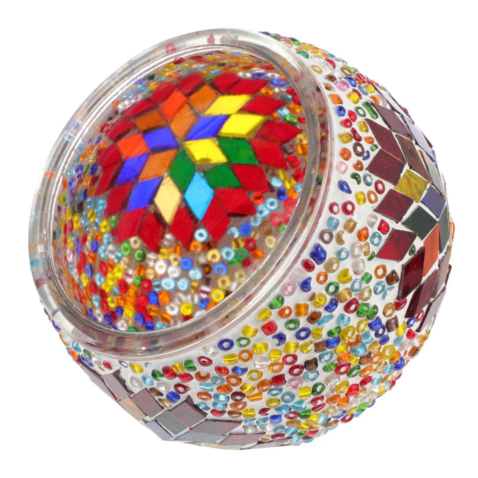 1Pc Mosaic Style Candleholder Classic Home Candlestick Handmade Glass Candle Cup