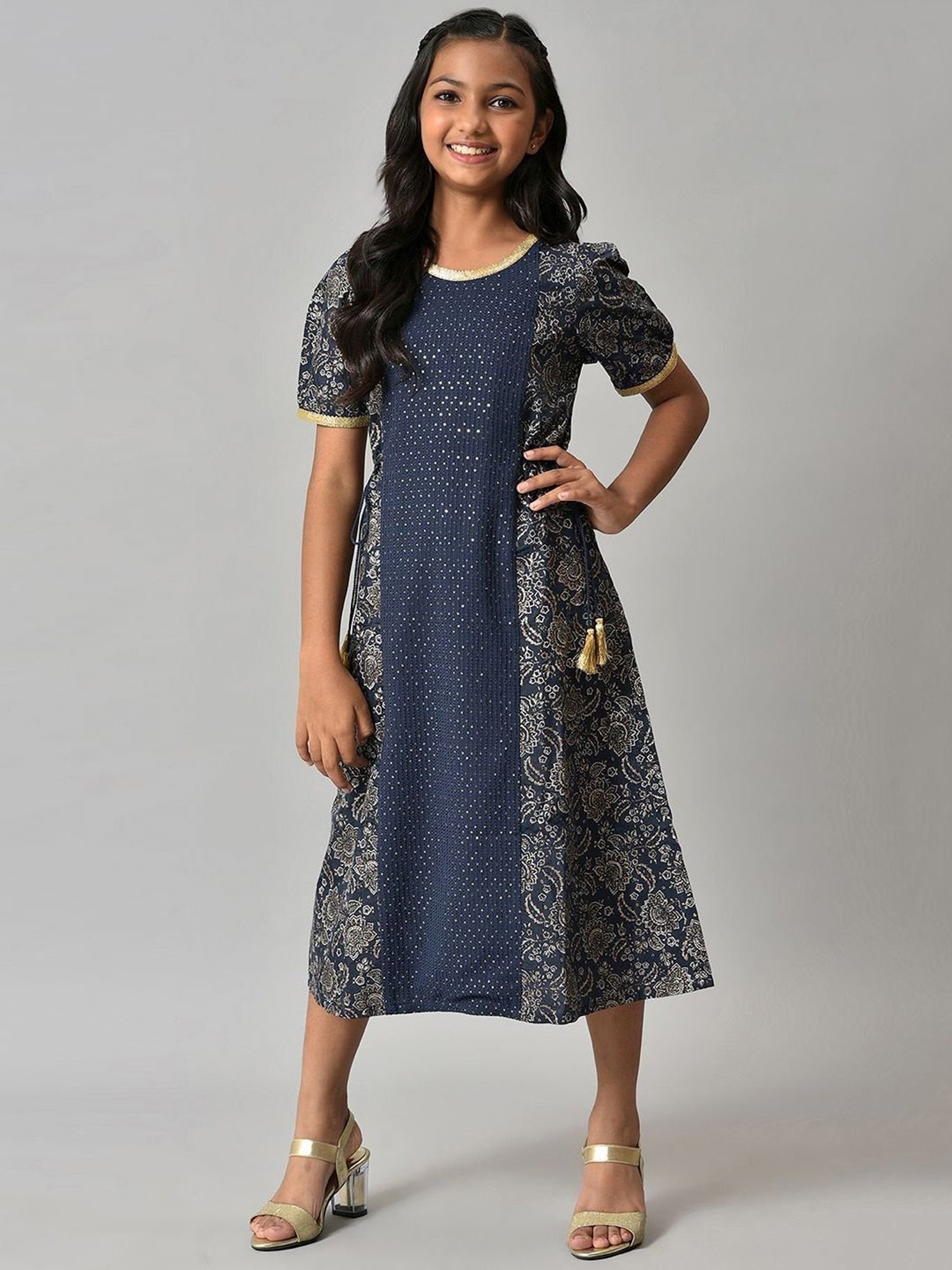 Aurelia Kids Blue Printed Dress