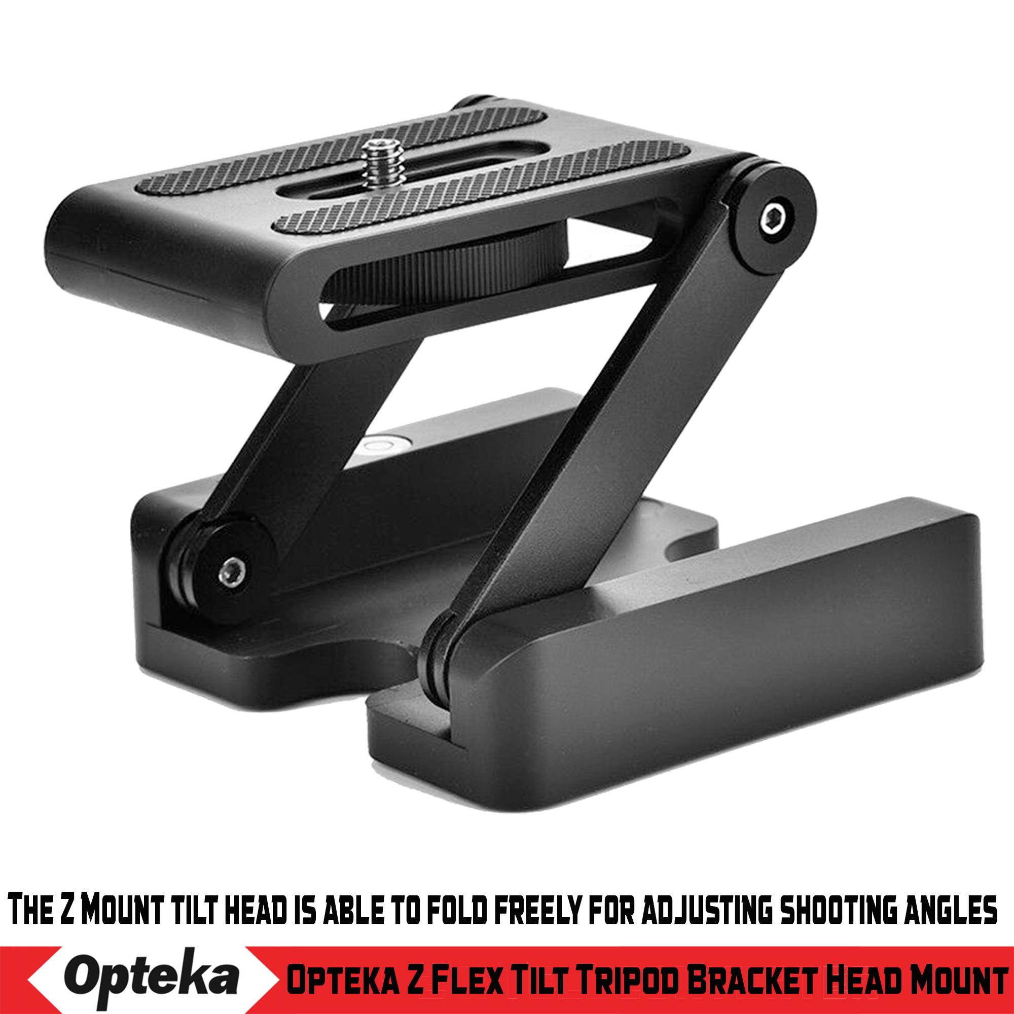 Opteka Z Flex Tilt Aluminum Alloy Tripod Head Bracket with Bubble Level for Canon, Fuji, Nikon, Olympus, Pentax and Sony Cameras or Camcorders