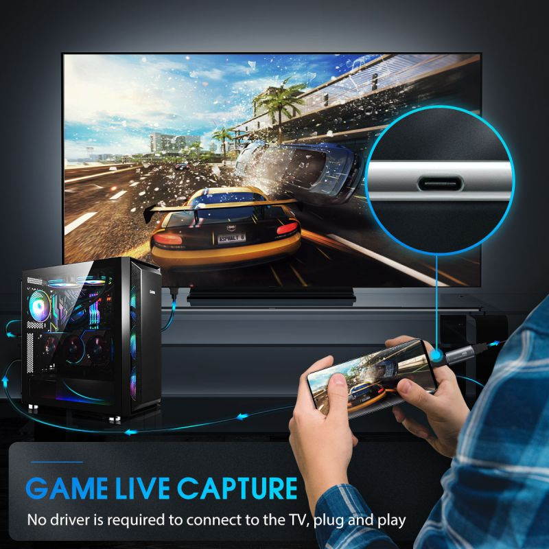 Foxnovo Audio & Video Capture Capture Card, USB3.0 HDMI to USB 2.0 Video Capture Device, Full HD 1080P 60FPS for Game Recording, Live Streaming Broadcasting