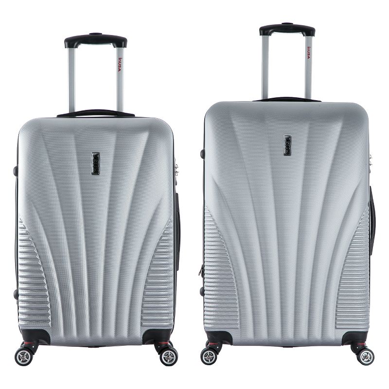 InUSA Chicago 2pc Hardside Spinner Luggage Set 25"& 29" - Silver