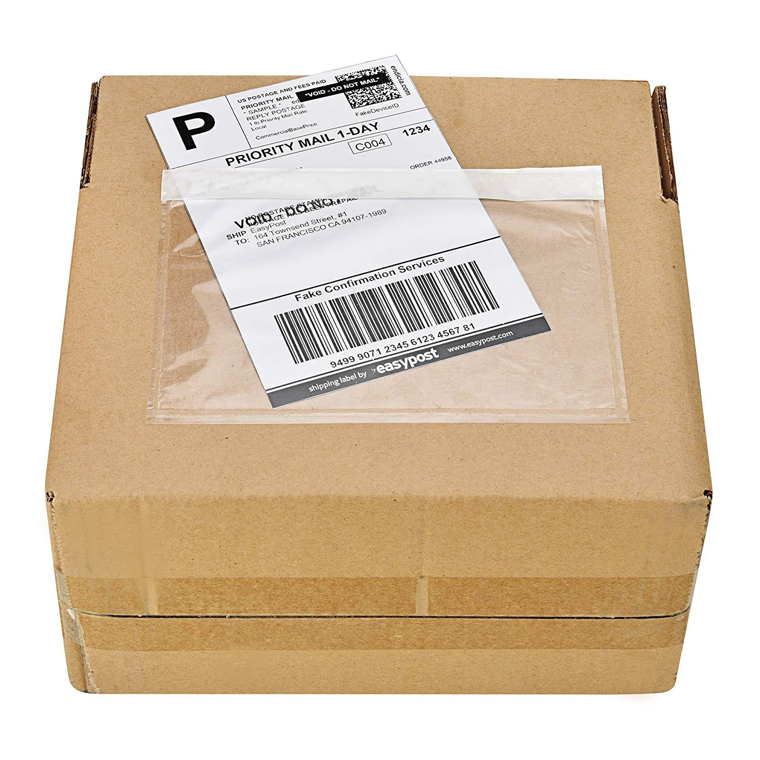 9527 Product 6" x 9" Clear Adhesive Top Loading Packing List Clear Shipping Pouches, Mailing/Shipping Label Envelopes (100 Pack)