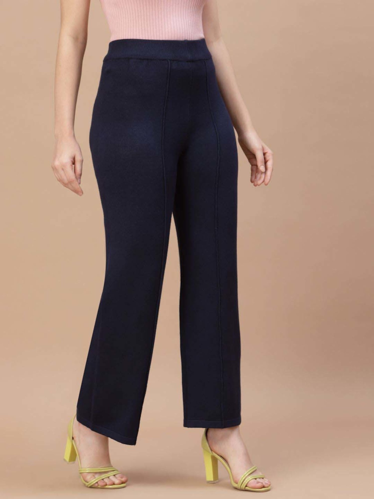 Mafadeny Navy Self Pattern Palazzos