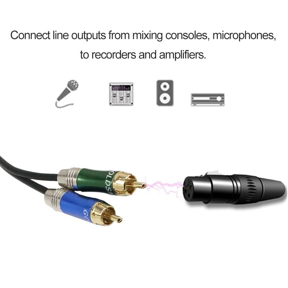Dual XLR Female to Dual RCA Male Patch Cable Cord Audio Cable Black
