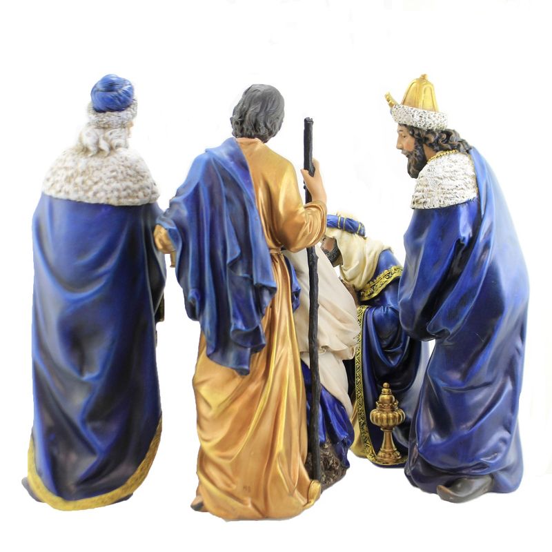 Christmas 14.75" Blue/Gold Nativity Set Mary Jesus Joseph  -  Decorative Figurines